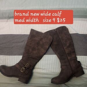 Wide calf boots brown size 9